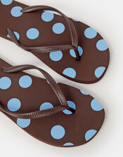 Polka Dot Flip Flops, Brown (CHOCOLATE), large