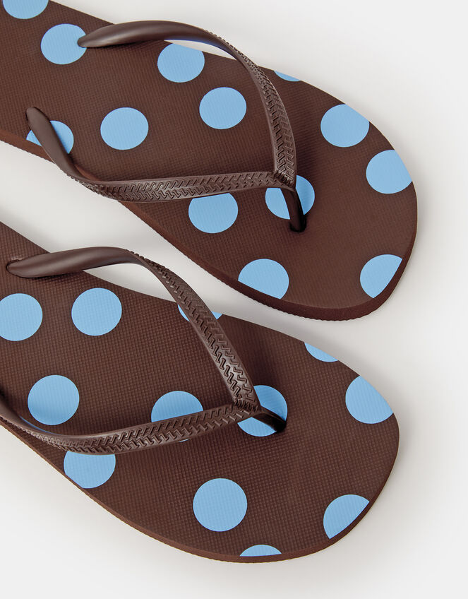 Polka Dot Flip Flops, Brown (CHOCOLATE), large