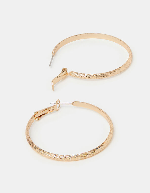 Sparkle Cut Hoop Earrings, , large