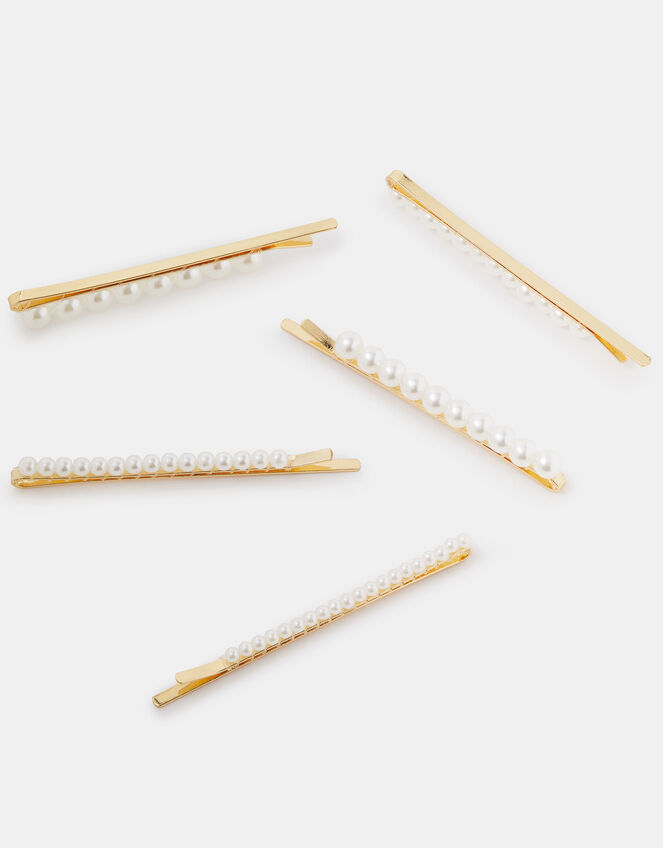 5-Pack Pearl Hair Slides, , large