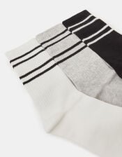 3-Pack Varsity Stripe Socks, Black (BLACK WHITE), large