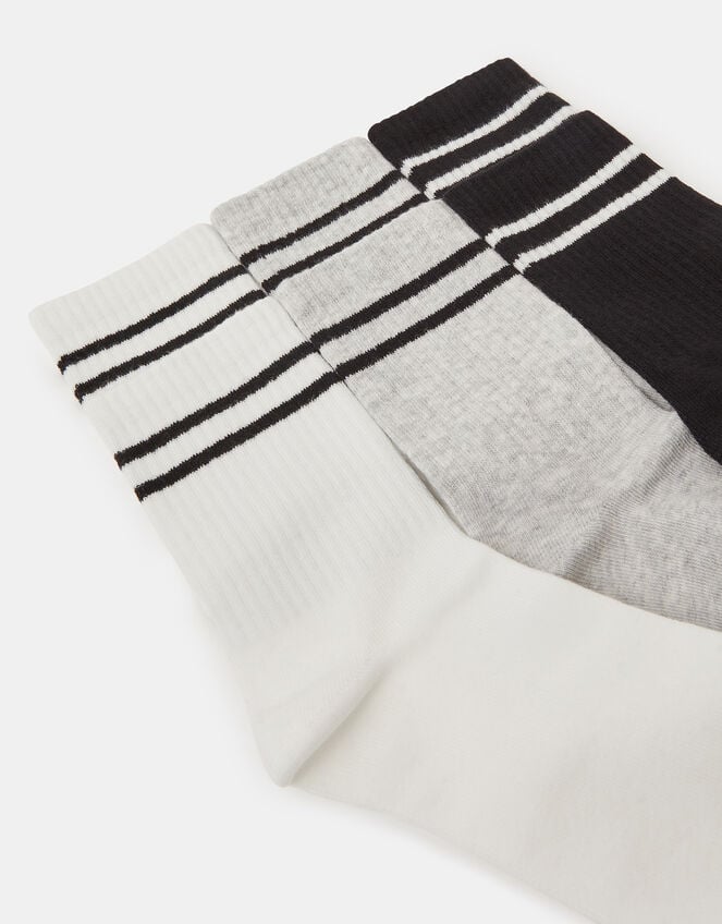 3-Pack Varsity Stripe Socks, Black (BLACK WHITE), large
