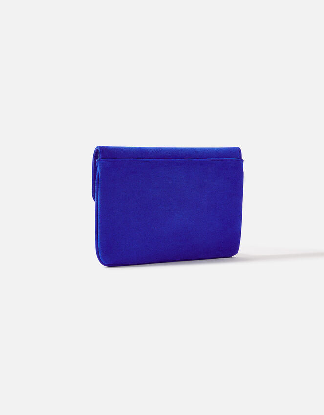 Suedette Flat Fold Clutch Bag, Blue (COBALT), large