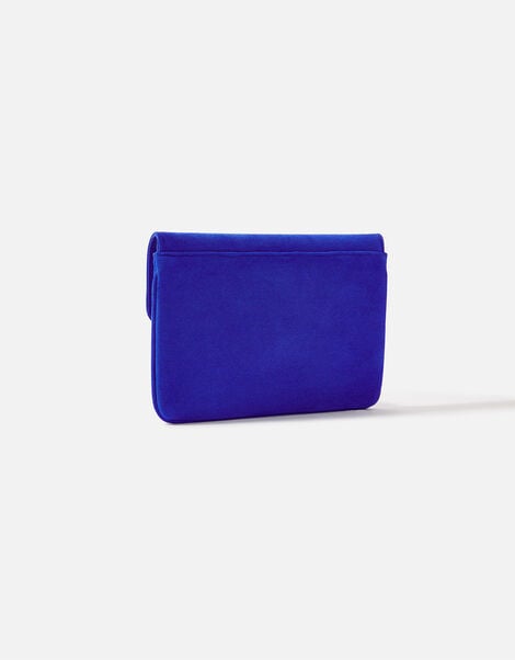 Suedette Flat Fold Clutch Bag Blue, Blue (COBALT), large