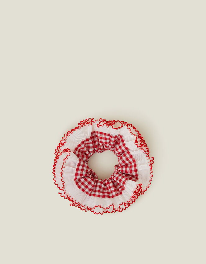 Oversized Gingham Hair Scrunchie, , large