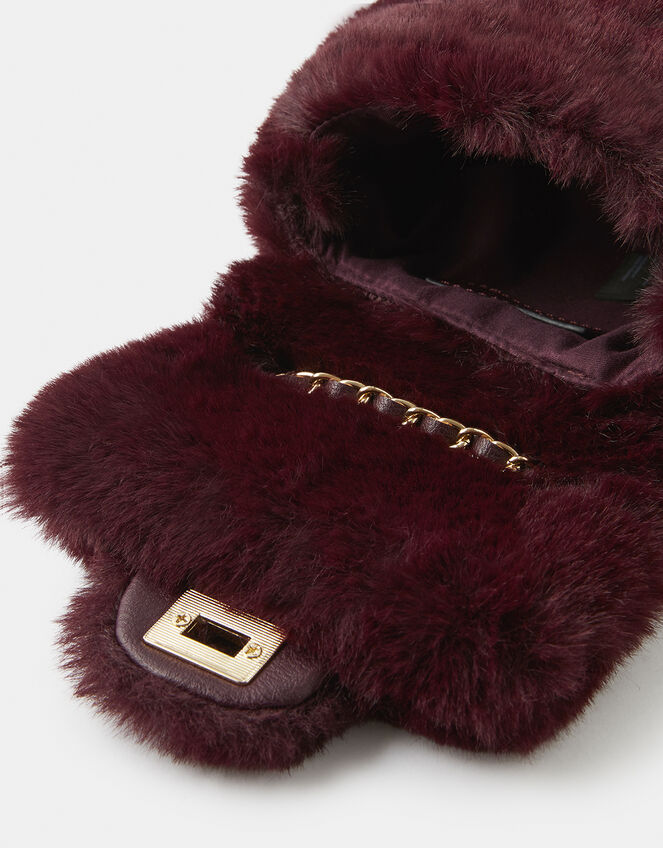 Mini Fluffy Cross-Body Bag, Red (BURGUNDY), large