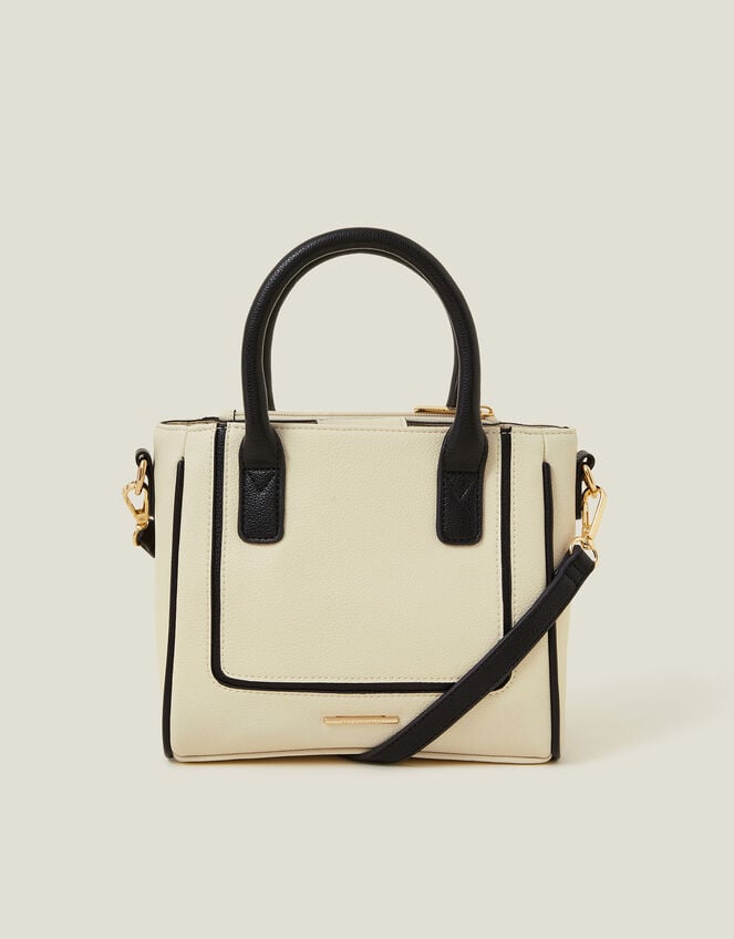 Two-Tone Faux Leather Handbag, , large