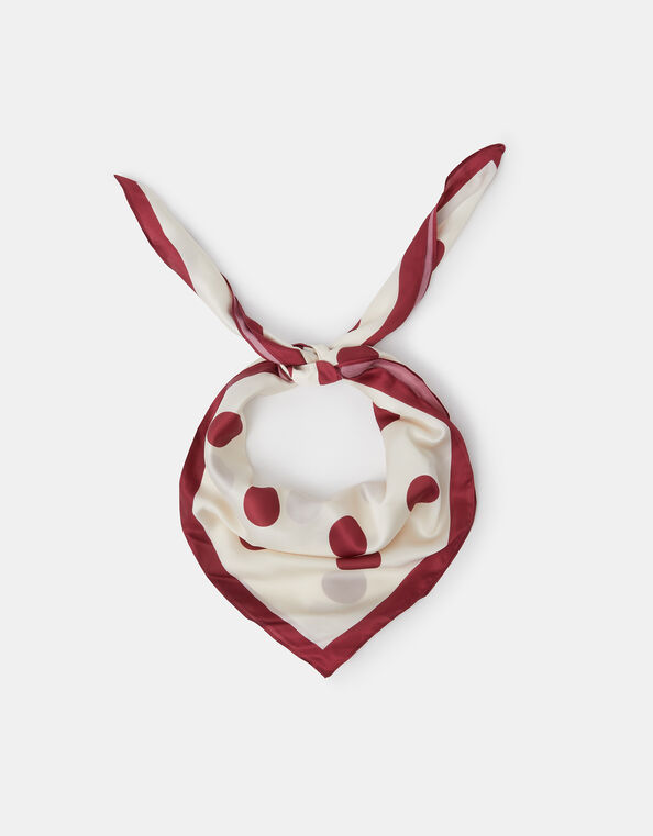 Polka Dot Square Satin Scarf, , large