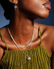 Sterling Silver-Plated Filigree Heart Pendant Necklace, , large