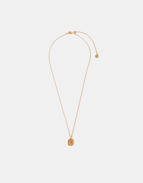 14ct Gold-Plated Initial Tag Pendant Necklace, Gold (GOLD), large