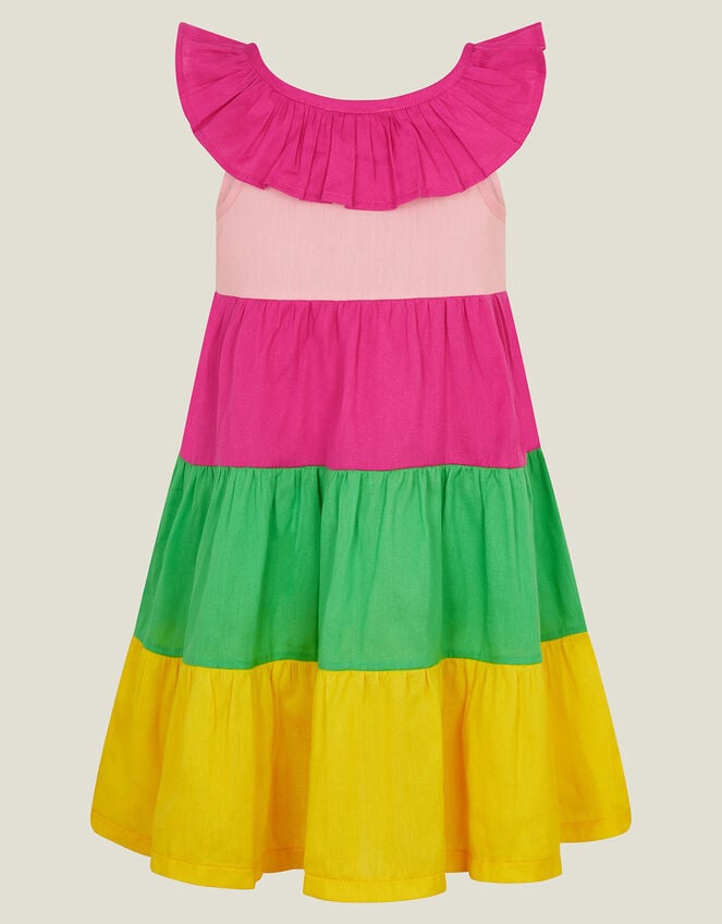 Girls Colour Block Tiered Dress, Multi (BRIGHTS MULTI), large
