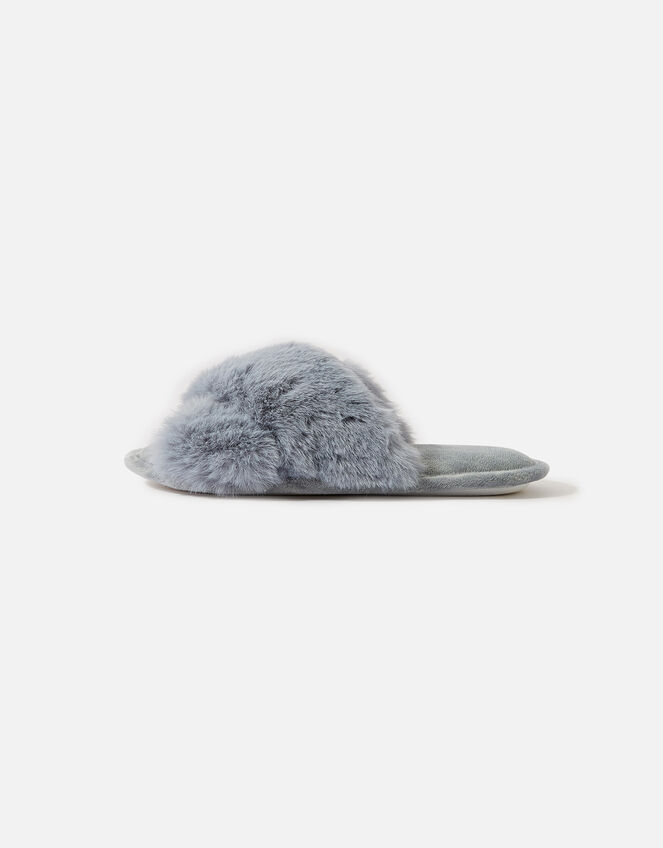 Super-Soft Faux Fur Sliders, Blue (BLUE), large
