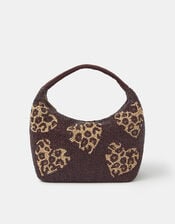 Accessorize x Good Manners Beaded Leopard Print Heart Bag, , large