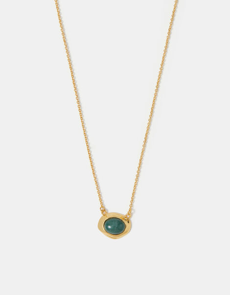 14ct Gold-Plated Irregular Aventurine Pendant Necklace, , large