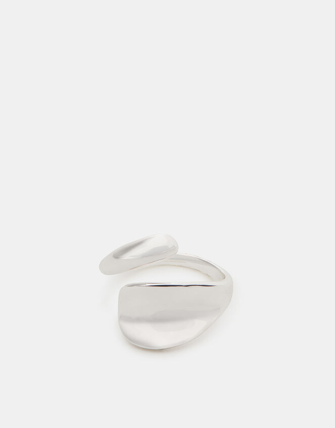 Sterling Silver-Plated Crossover Band Ring , , large