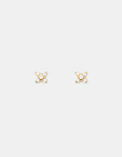 Lab Grown Diamond Pav&eacute; Cross Stud Earrings 9ct Gold, , large