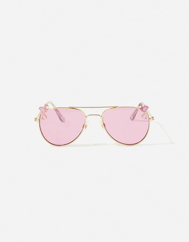 Girls Flamingo Aviator Sunglasses, , large