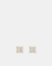 Sterling Silver Square Diamant&eacute; Stud Earrings, , large