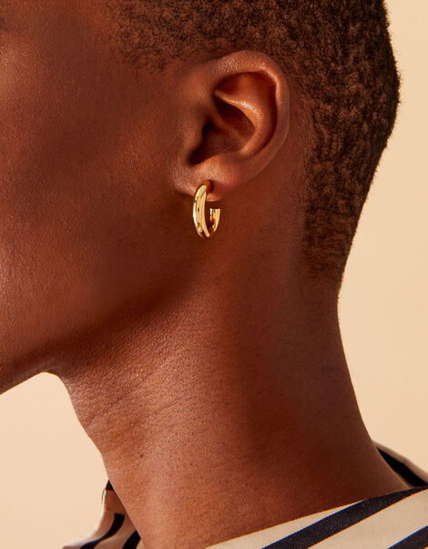 14ct Gold-Plated Chunky Hoops Set of Two, , large