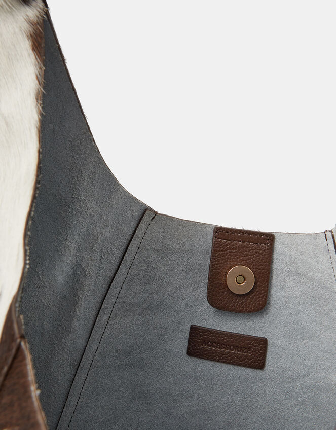 Cow Print Leather Shoulder Bag, , large