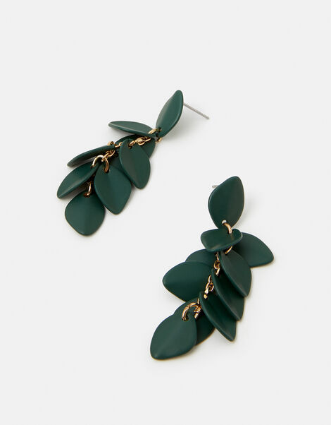 Enamel Willow Leaf Drop Earrings, , large