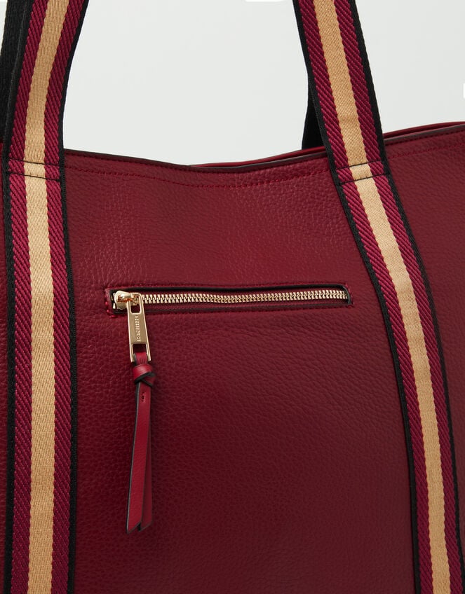 Webbing Strap Tote Bag, Red (BURGUNDY), large