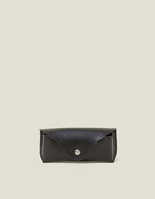 Faux Leather Sunglasses Case, Black (BLACK), large