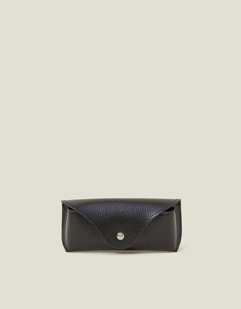 Faux Leather Sunglasses Case, Black (BLACK), large