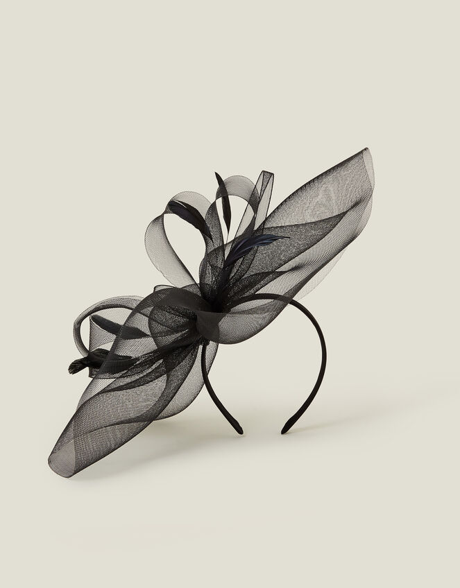 Large Crin Fascinator, Black (BLACK), large