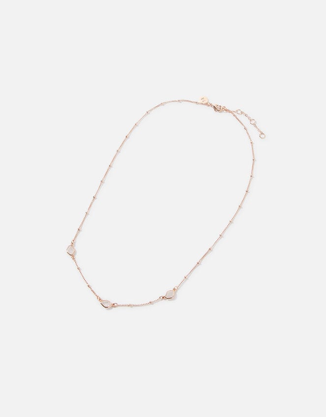 Rose Gold-Plated Rose Quartz Station Necklace, , large