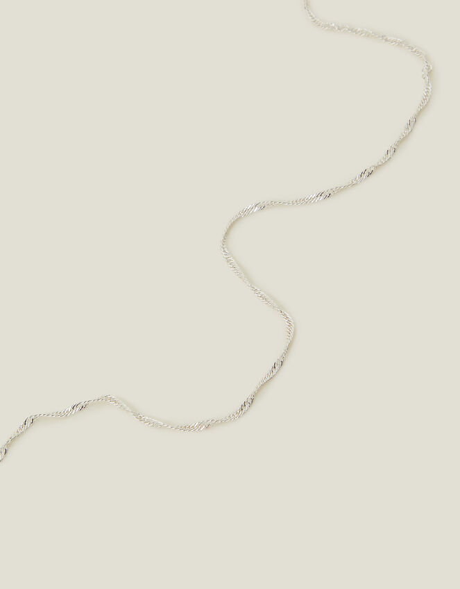 Sterling Silver-Plated Long Twist Necklace, , large