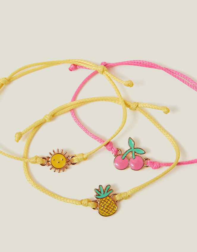 3-Pack Girls Fruit Cord Bracelets, , large
