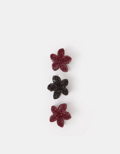 3-Pack Small Sparkle Tropical Flower Claw Clips, , large