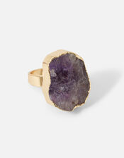 Raw Cut Stone Statement Ring, Purple (PURPLE), large