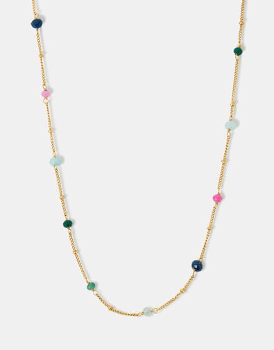 14ct Gold-Plated Beaded Station Necklace, , large
