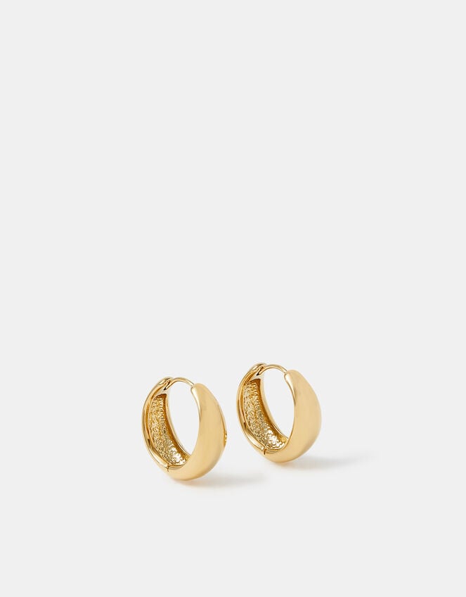 14ct Gold-Plated Clasp Hoop Earrings, , large