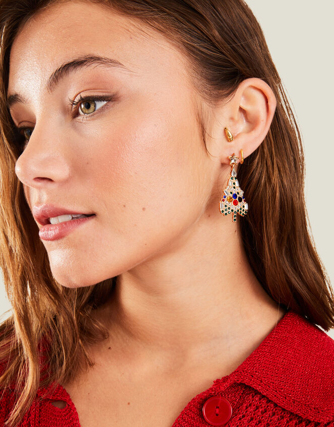 Gem Christmas Tree Earrings, , large