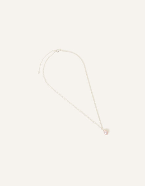 Sterling Silver-Plated Pearl Pendant Necklace, , large