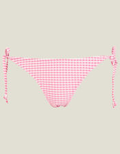 Seersucker Side Tie Bikini Bottoms, Pink (PINK), large