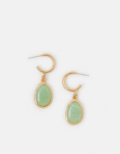 Resin Stone Drop Hoop Earrings, , large