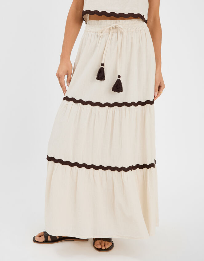 Ric Rac Tiered Maxi Skirt, Ivory (IVORY), large