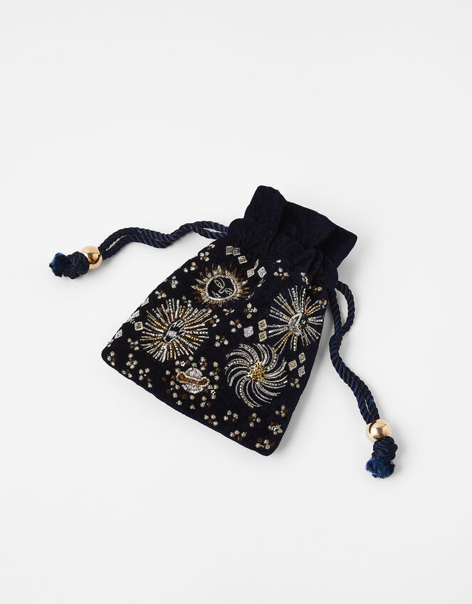 Starry Embellished Jewellery Pouch Bag, , large