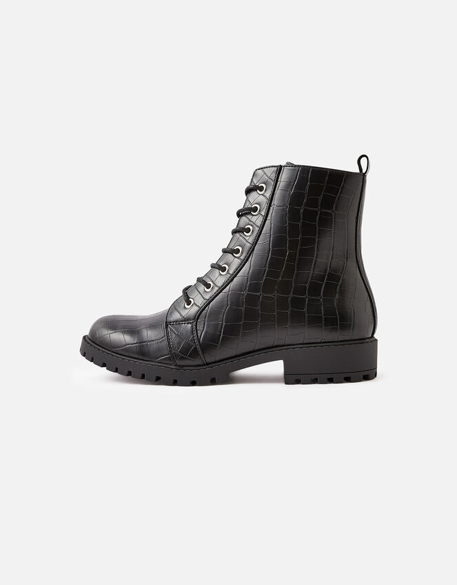 Chunky Lace Up Boots, Black (BLACK), large