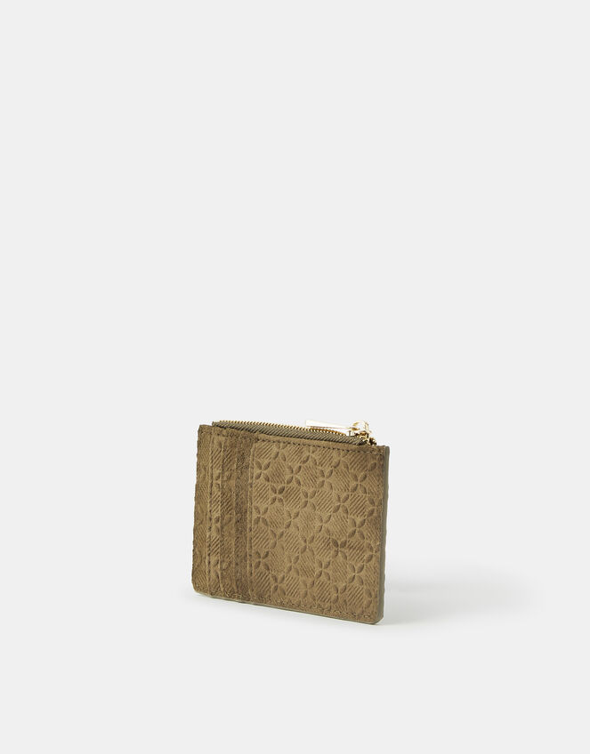Embossed Faux Suede Card Holder, , large