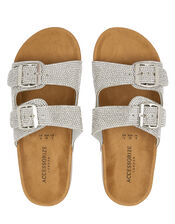 Diamante Buckle Sliders, Silver (SILVER), large