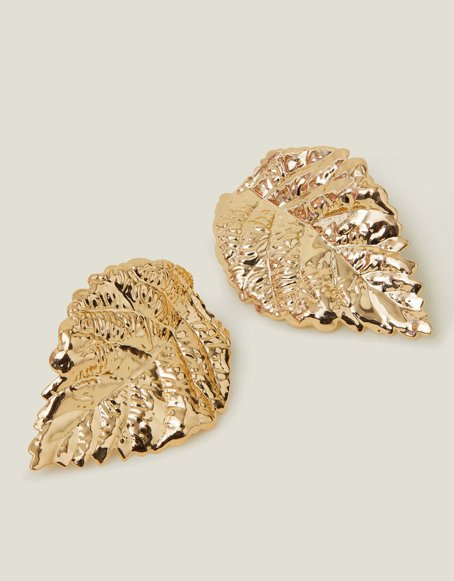 Large Leaf Stud Earrings, , large