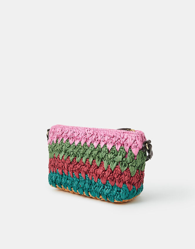 Mix Woven Raffia Crossbody Bag, , large