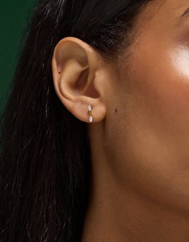 14ct Gold-Plated Titanium Marquise Drop Flatback Earring, , large