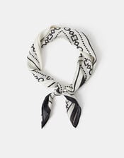 Monochrome Chain Print Satin Scarf, , large