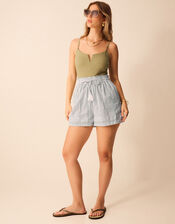 Stripe Cotton Beach Shorts, Green (GREEN), large